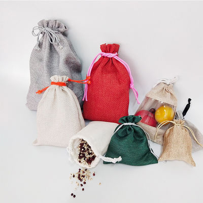 Jute Linen Cosmetic Drawstring Bags