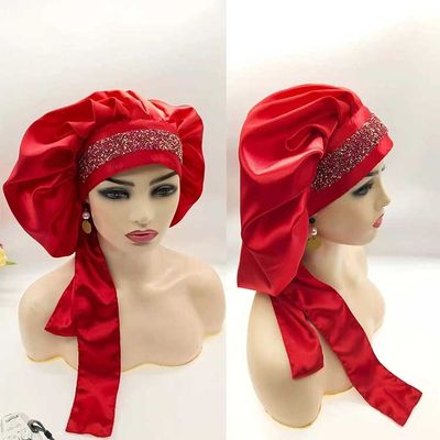 Long Bands Breathable Hair Bonnet Handmade Silk Bonnets For Curly Hair