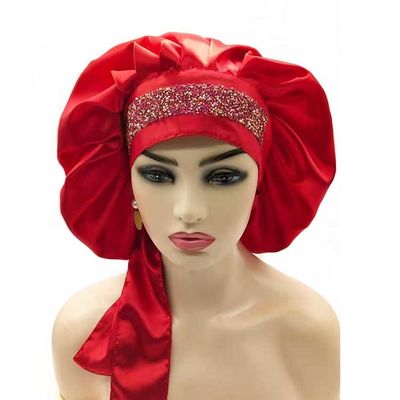 Long Bands Breathable Hair Bonnet Handmade Silk Bonnets For Curly Hair