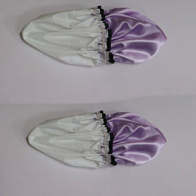 PEVA Satin Waterproof Shower Caps Ruffled Edges Ladies Shower Cap