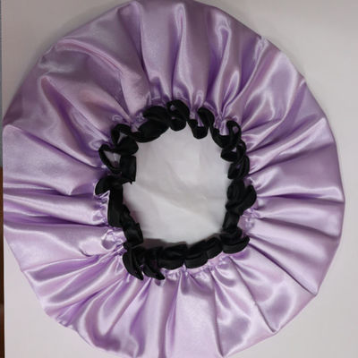 PEVA Satin Waterproof Shower Caps Ruffled Edges Ladies Shower Cap