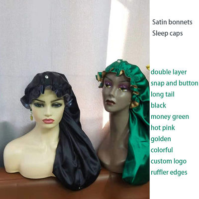 Ruffled Edges Sleeping Hair Bonnets Silky Extra Large Bonnet For Braids