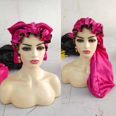 Ruffled Edges Sleeping Hair Bonnets Silky Extra Large Bonnet For Braids