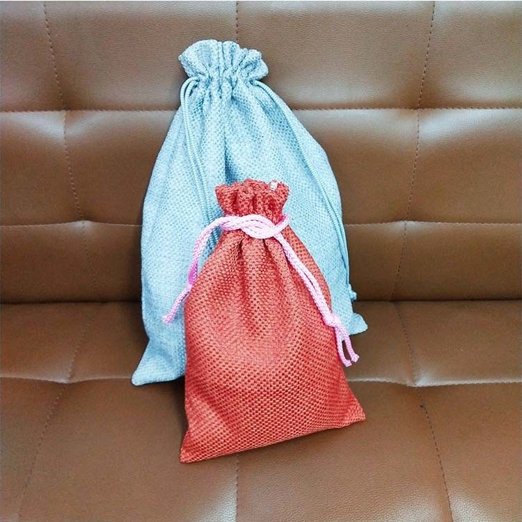 Jute Linen Cosmetic Drawstring Bags