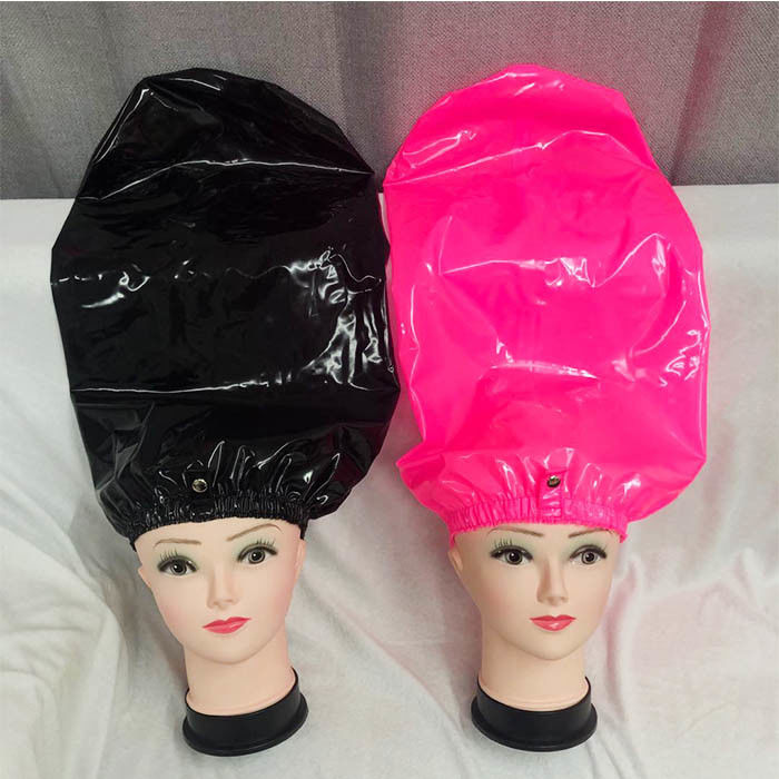 Pink Black Silk Waterproof Shower Caps Curly Girl Shower Cap With Button