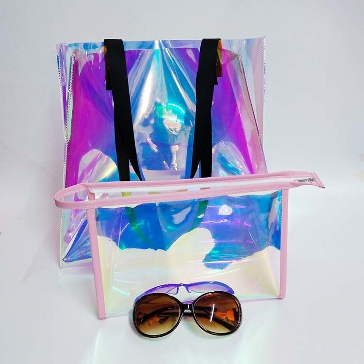 All Season TPU PVC Holographic Clear Tote Bag Glossy Lamination