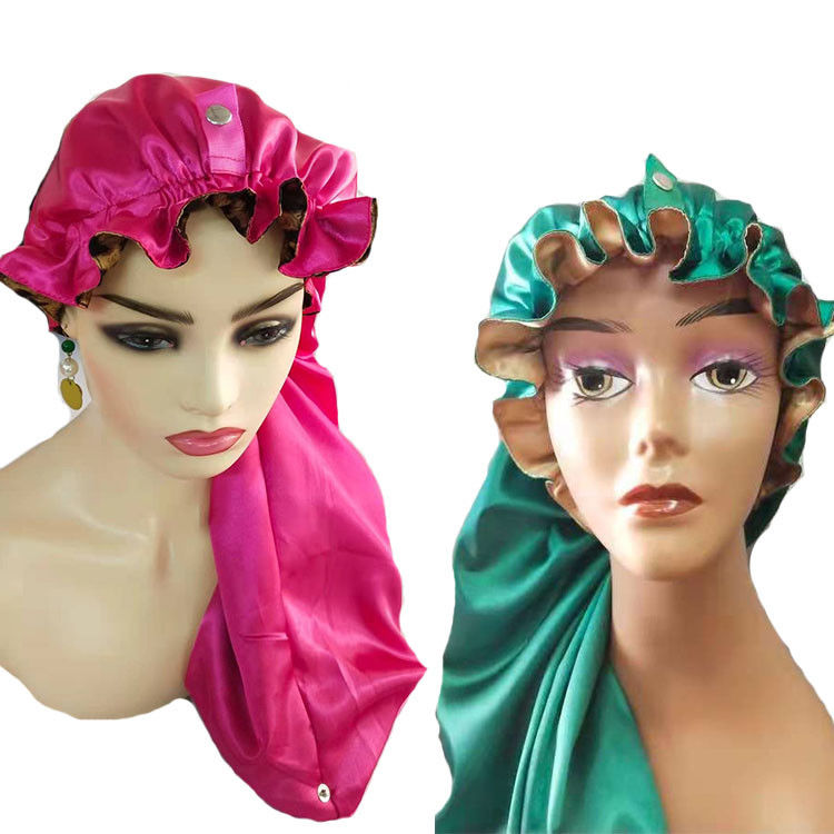 Ruffled Edges Sleeping Hair Bonnets Silky Extra Large Bonnet For Braids